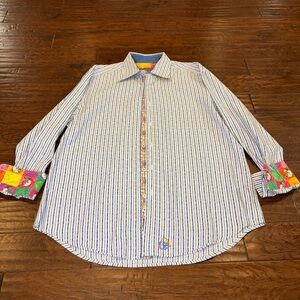 Robert Graham Long Sleeve Button Down Flip Cuff Stripes XL
